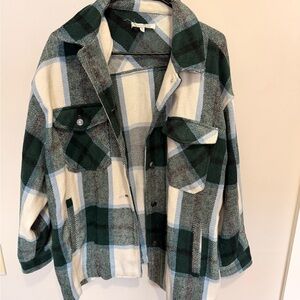 Workshop XL Green and White Plaid Shacket